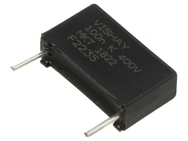 Condensator Poliester 0,1uF 400VDC &plusmn;10% THT Dimensiuni 18x5,5x10,5mm