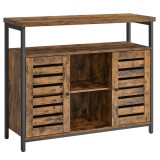Comoda pal si otel, 8 rafturi, 2 usi, maro rustic, 100x35x81.5 cm, Leobert