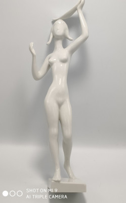 Figurina / bibelou Art Deco, nud de tanara, portelan maghiar- foto