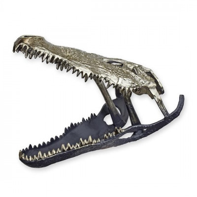 Craniu de crocodil-statueta moderna din aluminiu PI-17 foto