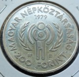 (A396) MONEDA ARGINT UNGARIA - 200 FORINT 1979, ANUL INTERNATIONAL AL COPILULUI, Europa