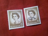 2 Timbre St.Lucia 1964 R. Elisabeta II si 1967 cu supratipar , 6c