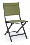 Scaun pliabil cu spatar din fier negru cu sezut verde Elin 47 cm x 57 cm x 88 h