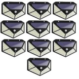 Set 10 lampi cu incarcare solara FOXMAG24, senzor miscare, 3 trepte de iluminare, 100 LED