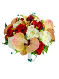 Buchet mediu personalizabil cu trandafiri si orhidee (Alb, Rosu), Eventissimi&reg;
