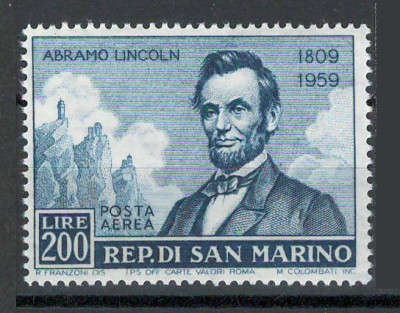 San Marino 1959 Mi 623 - 150 de ani de la nasterea lui Abraham Lincoln foto