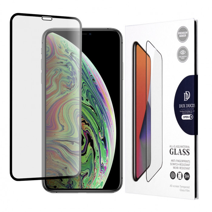 Folie pentru iPhone X / XS / 11 Pro, Dux Ducis Tempered Glass, Black