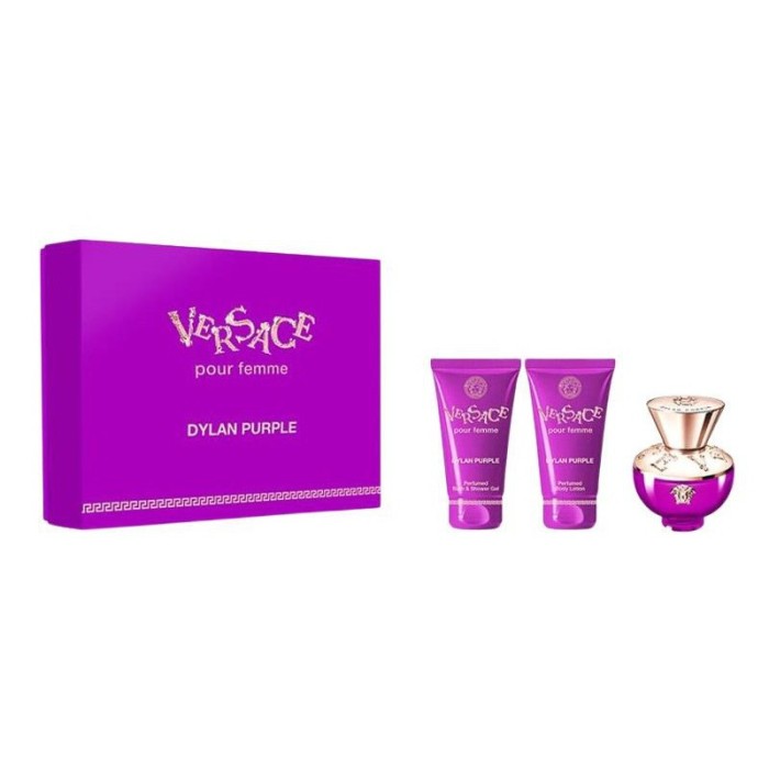 Versace Dylan Purple Set cadou pentru femei EDP 100 ml + 100 ml gel de duș + 100 ml loțiune de corp + geantă de transport