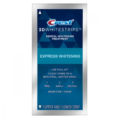 Benzi Crest 3D White 1 Hour Express, 1 plic, 12% concentratie, tratament albire dinti foto