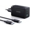 Incarcator Retea Cu Cablu USB-C Joyroom TCG01, 65W, 3.25A, 1 x USB-A - 2 x USB-C, Negru