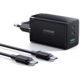 Incarcator Retea Cu Cablu USB-C Joyroom TCG01, 65W, 3.25A, 1 x USB-A - 2 x USB-C, Negru