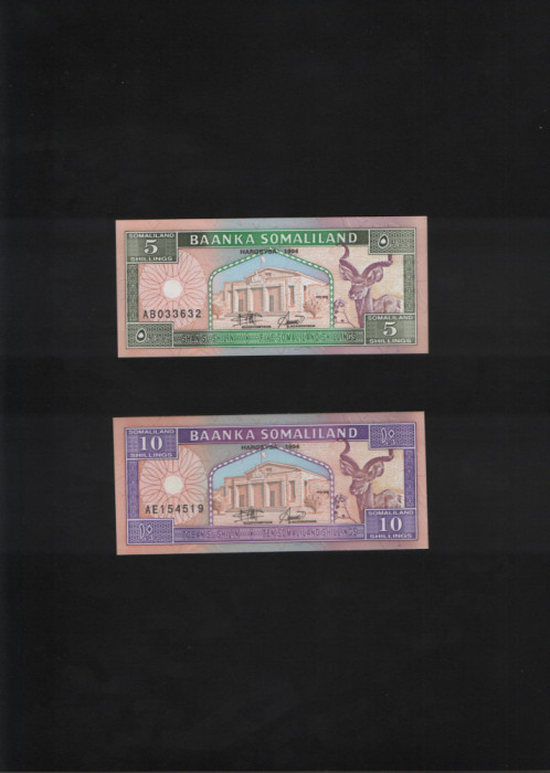 Set Somaliland 5 + 10 shillings 1994 unc