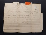 Telegrama scrisa si semnata olograf de printul Barbu Stirbey(1872-1946)