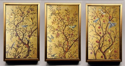 Tablou cu pasari, Tablou cu flori, Tablou handmade, Tablou peisaj vara 200x100cm foto