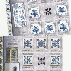 Romania 2010-Romania-Portugalia,Ceramica-minicoala 8 timbre+vigneta,folio argint