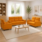 Cumpara ieftin Set de canapea 3 pcs Galben Intunecat Tesatura