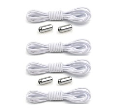 Set 4 sireturi elastice cu sistem de prindere, capsula metalica - Alb