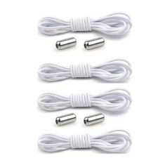 Set 4 sireturi elastice cu sistem de prindere, capsula metalica - Alb
