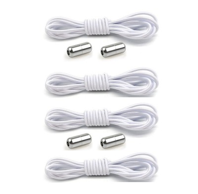 Set 4 sireturi elastice cu sistem de prindere, capsula metalica - Alb foto
