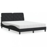 vidaXL Pat cu saltea, negru, 120x200 cm, catifea 3208648