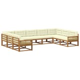 vidaXL Set de canapele de exterior cu pernă 9 pcs Natural și Crem 3382888
