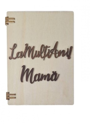 Felicitare din Lemn La Multi Ani ,Mama! cu text gravat si loc special pentru poza foto