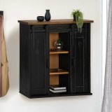 VidaXL Dulap suspendat HALDEN 2 uși glisante negru 75x22,5x70 cm pin