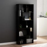 Gossi biblioteca, negru, 67 x 24 x 161 cm, lemn prelucrat
