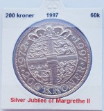 191 Danemarca 200 kroner 1997 Silver Jubilee km 884 argint, Europa