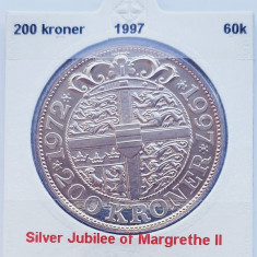 191 Danemarca 200 kroner 1997 Silver Jubilee km 884 argint