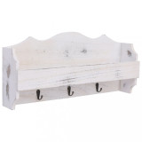Cuier de perete, alb, 50 x 10 x 23 cm, lemn, vidaXL
