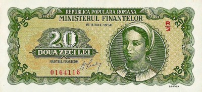 REPRODUCERE bancnota 20 lei 15 iunie 1950 Romania foto