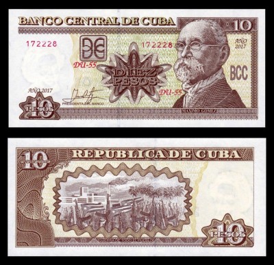 CUBA █ bancnota █ 10 Pesos █ 2017 █ P-117 █ UNC █ foto