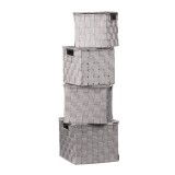 Cumpara ieftin Set 4 cutii depozitare cu capac, gri 17 x 17 x 16 cm, 19 x 19 x 17 cm, 21 x 21 x 18 cm, 23 x 23 x 18,5 cm