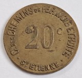 Franta, 20 Centimes, Jeton de transport public , Saint-Etienne
