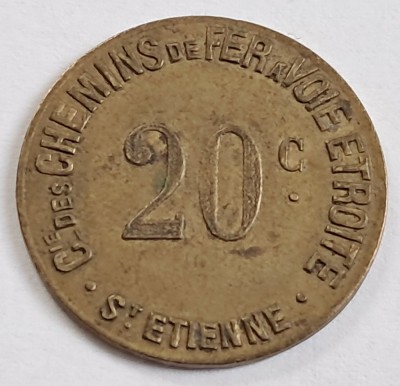 Franta, 20 Centimes, Jeton de transport public , Saint-Etienne foto