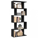 Cumpara ieftin Bibliotecă/separator cameră 5 niveluri negru 70x24x161 cm, lemn