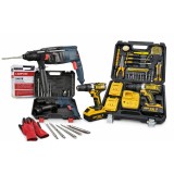 Cumpara ieftin Pachet: Ciocan Rotopercutor Profesional Campion, 3000 W, 30 mm, mandrina rezerva, 5 accesorii, valiza inclusa + Trusa Bormasina Motoyama Japan, 48V, 8