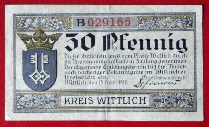 Germania notgeld 50 pfennig 1919 Wittlich **