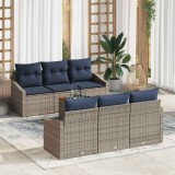 vidaXL Set de canapele pentru grădină 7 pcs Gri și albastru marin 3356449