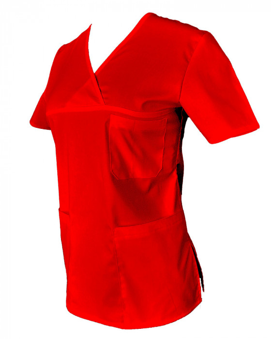 Halat Medical Pe Stil, Rosu cu Elastan, Model Classic - XS
