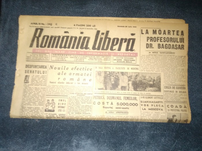 ZIAR ROMANIA LIBERA 20 IULIE 1946