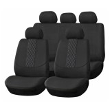 Huse auto universale pentru scaune fata si spate set complet 9 piese SC02 AMiO, negru-gri, compatibile cu airbag, pentru majoritatea autoturismelor