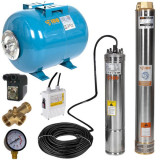 Cumpara ieftin Kit hidrofor 24L cu pompa submersibila IBO Dambat 4SDM7/12, 1.5kW, debit 180l/min, H refulare 76m, racord 2 toli, rezistenta la nisip