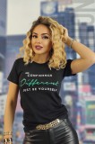 U848-1 Tricou casual cu imprimeu text, L/XL, M/L