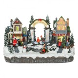 Decoratiune de Craciun, Magazine, cu Copii, Mos Craciun, Lumina &amp; Miscare, 33x18x19cm, DCJ149, Oem