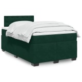 vidaXL Pat box spring cu saltea, verde &icirc;nchis, 120x190 cm, catifea 3286273