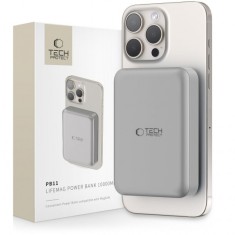 Baterie Externa Wireless Tech-Protect PB11 LifeMag, 10000mAh, 15W, PDFQI, 1 x QI - 1 x USB-C, Gri