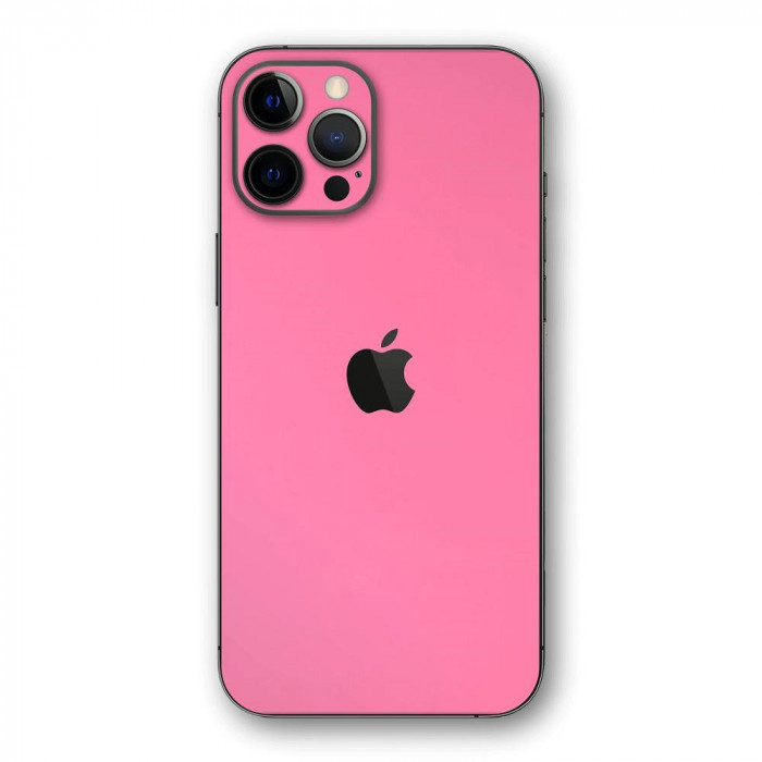 Set Doua Folii Skin Acoperire 360 Compatibile cu Apple iPhone 12 Pro - Wrap Skin Hot Glossy Pink