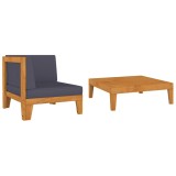 Set mobilier gradina Gossi, 2 piese, lemn acacia, perne incluse, gri inchis